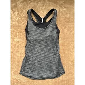 Lululemon On Track Tank Top Sports Bra Heathered Gray Women's Size 4